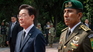 Presidente de Corea del Sur lleva una ofrenda a los Niños Héroes en Chapultepec.
