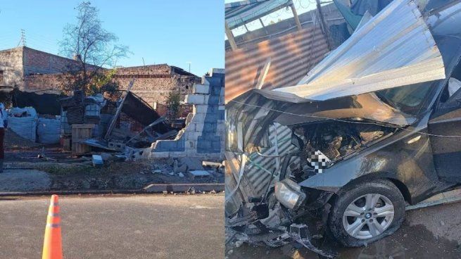 Así quedaron el refugio y el vehículo protagonista del choque