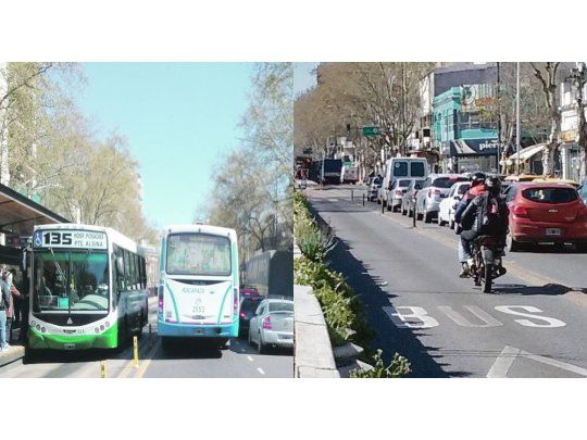 Postal. Cuando algún auto se detiene en uno de los carriles para los vehículos particulares, se genera un embudo y caos de tránsito. Cientos de motociclistas entonces avanzan por los corredores exclusivos para colectivos.