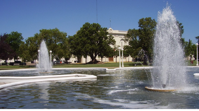 La plaza central de General Villegas.