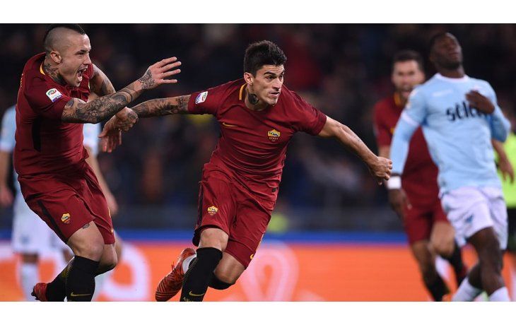 Perotti abrió el camino de Roma en el clásico ante Lazio