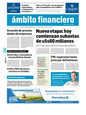 Tapa Edicion Impresa del 2019-04-15