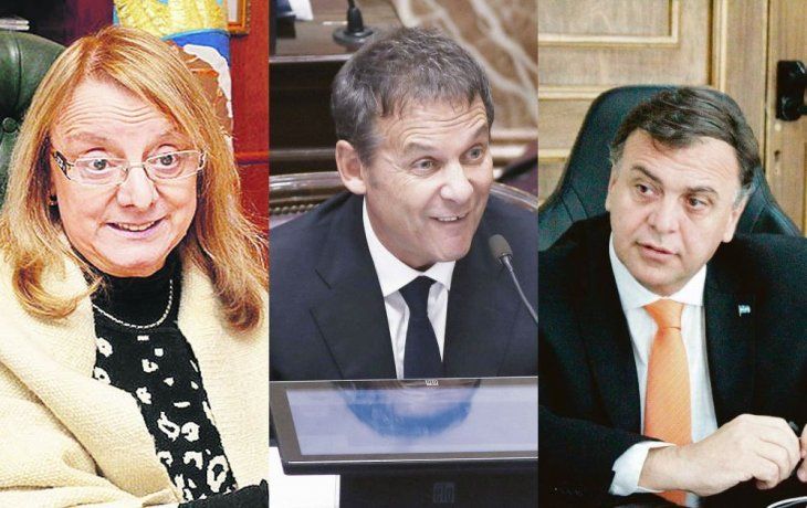 Rivales. La gobernadora Alicia Kirchner, el senador Eduardo Costa y el intendente de El Calafate, Javier Belloni, asoman como los principales protagonistas de la compulsa de agosto.