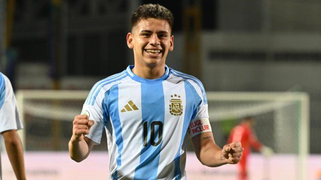 Echeverri, gran figura del triunfo de la Selección argentina Sub 20 ante Brasil.