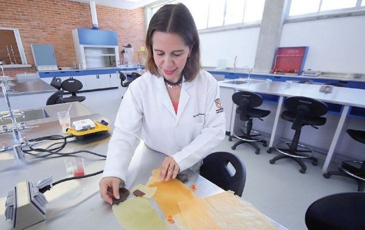 Sandra Pascoe y su plástico biodegradable hecho a base de nopal.&nbsp;