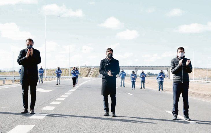 Kicillof, Katopodis y De Pedro en la Ruta 8