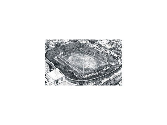 Una imagen del Gasómetro de avenida La Plata, aquel mítico estadio ubicado en el barrio de Boedo que fue demolido por la dictadura.
