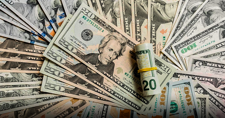 Dirty, stained or torn dollars. Dirty, stained or torn dollars.