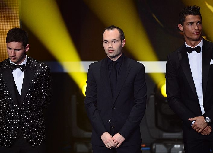Messi, Iniesta y Ronaldo. El premio fue otra vez para el argentino.