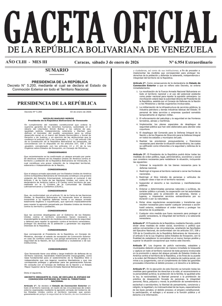 El decreto anunciado por el gobierno de Delcy Rodríguez. El decreto anunciado por el gobierno de Delcy Rodríguez.