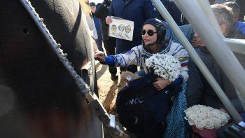 Yulia Peresild, de 37 años, tras regresar del espacio.&nbsp;