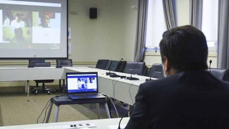 Teleconferencia del ministro de Educación, Nicolas Trotta.&nbsp;