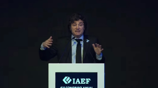 Javier Milei en el Congreso Anual del IAEF.