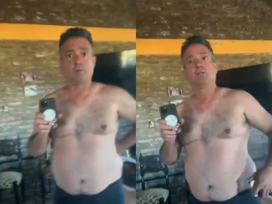 Ignacio Contreras, concejal electo de LLA en San Vicente, durante la discusión con su pareja.