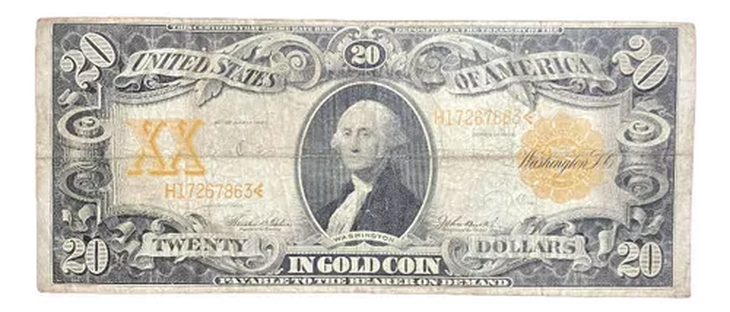 20 dollar bill with Gold Certificate 20 dollar bill with Gold Certificate