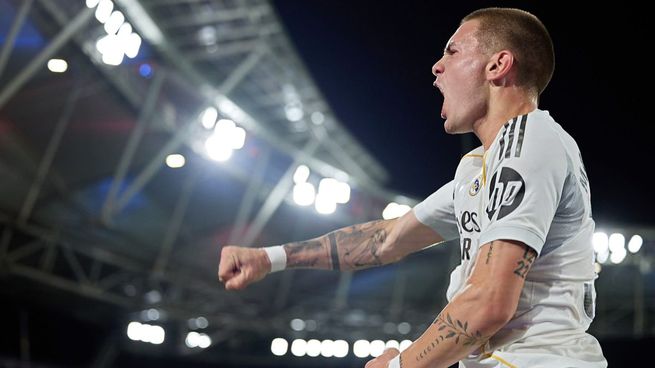 Franco Mastantuono gritó con toda su primer gol con el Real Madrid.