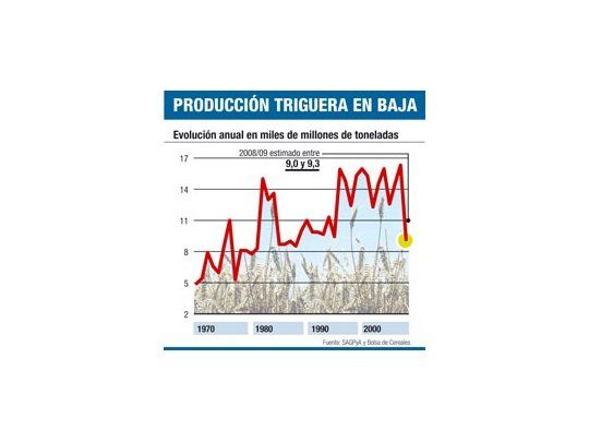 Reducen más pronósticos para cosecha de trigo