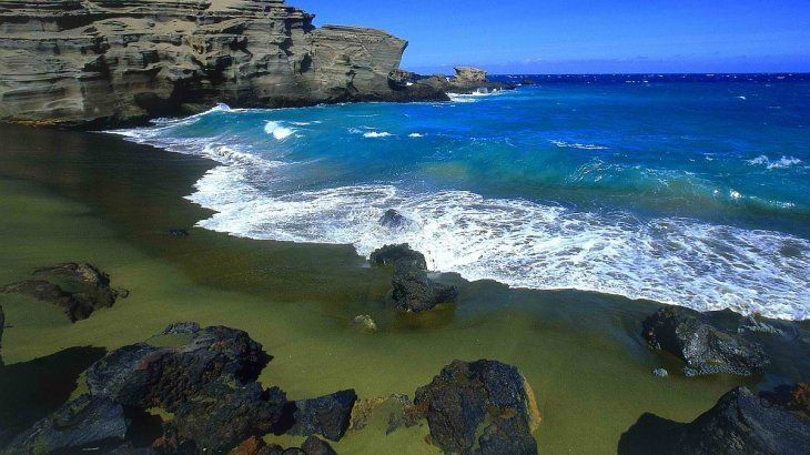 Una de las playas naturales de olivina. Papakolea Beach, en Haw&aacute;i.