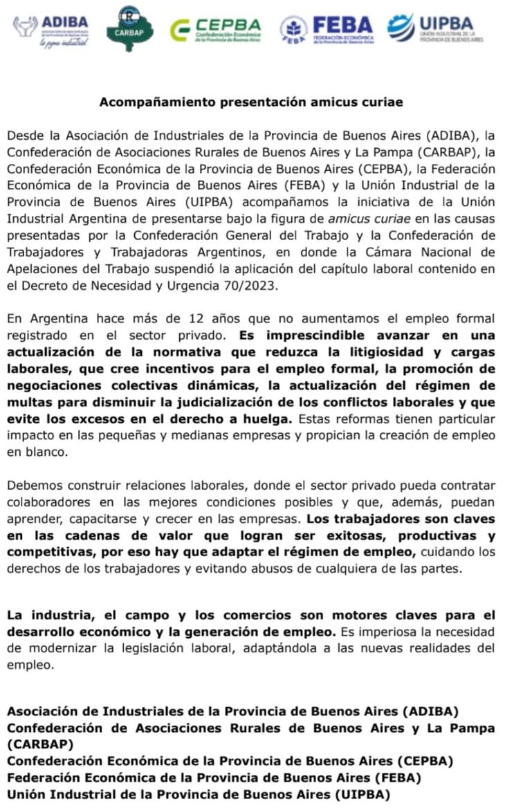 El comunicado oficial de las cámaras empresariales. El comunicado oficial de las cámaras empresariales.