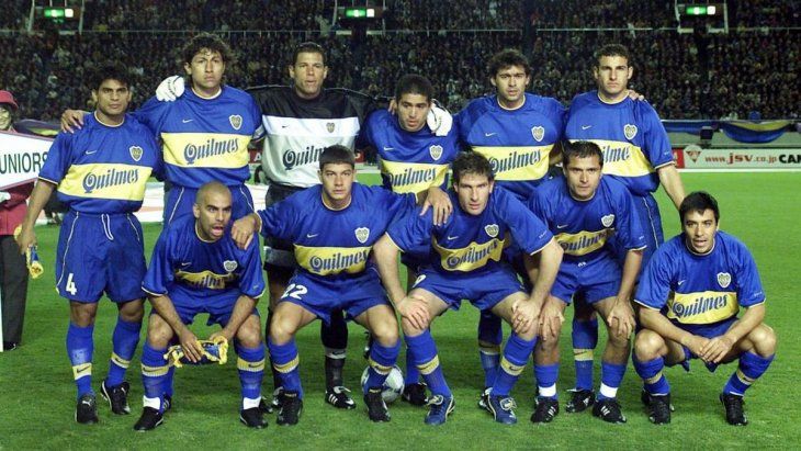 El plantel de Boca campeón de la Copa Libertadores 2000.