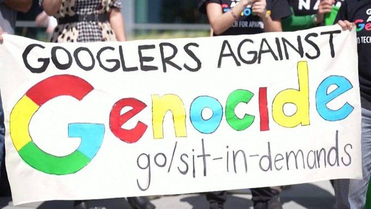 Trabajadores de Google se manifestaron en contra del Proyecto Nimbus. Trabajadores de Google se manifestaron en contra del Proyecto Nimbus.