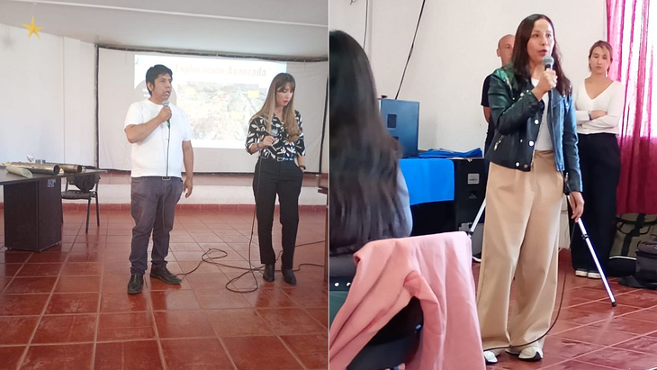 Luis Vacazur y Gabriela Miranda, directivos de la Cámara de Proveedores de Servicios Mineros y Turísticos de la Puna Argentina (CAPROSEMITP), fueron oradores durante la audiencia pública. 