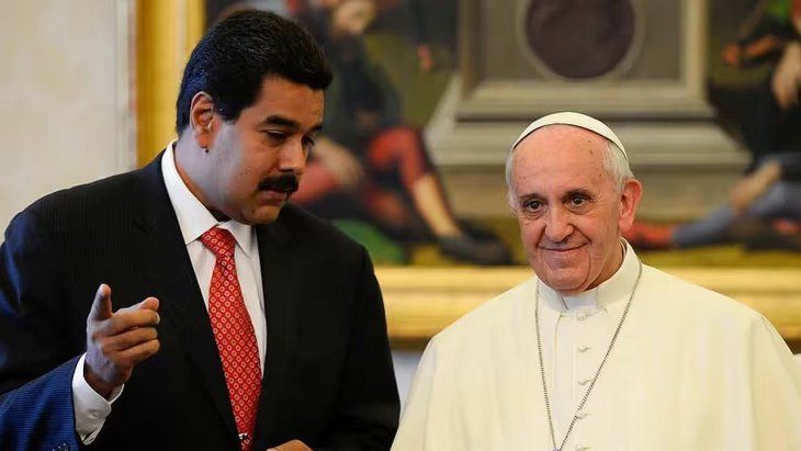 Nicolás Maduro and Pope Francis, in a meeting they held at the Vatican 