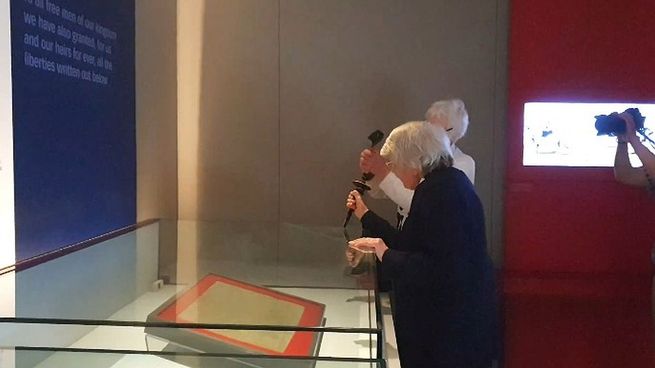 Two women aged over 80 have broken the display case protecting the Magna Carta at the British Library