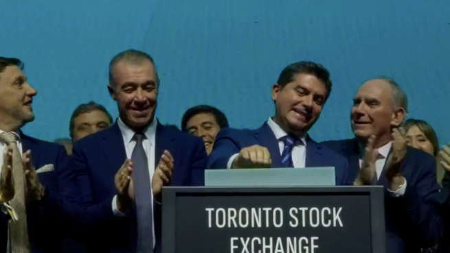 Marcelo Orrego encabezó el toque de campana de la Bolsa de Toronto en la Expo San Juan Minera 2026.