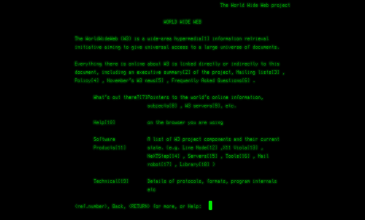 Captura de la página recreada de la primera web.
