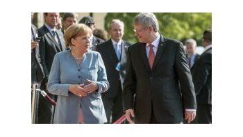 La canciller alemana, Angela Merkel, visitó al primer ministro canadiense, Stephen Harper.