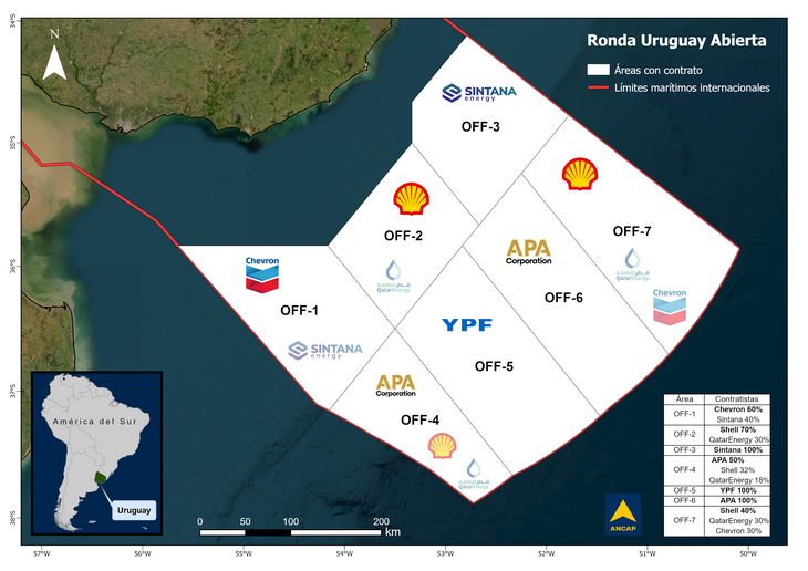 Ancap precisó cómo quedó conformado el mapa petrolero en el mar de Uruguay. Ancap precisó cómo quedó conformado el mapa petrolero en el mar de Uruguay.