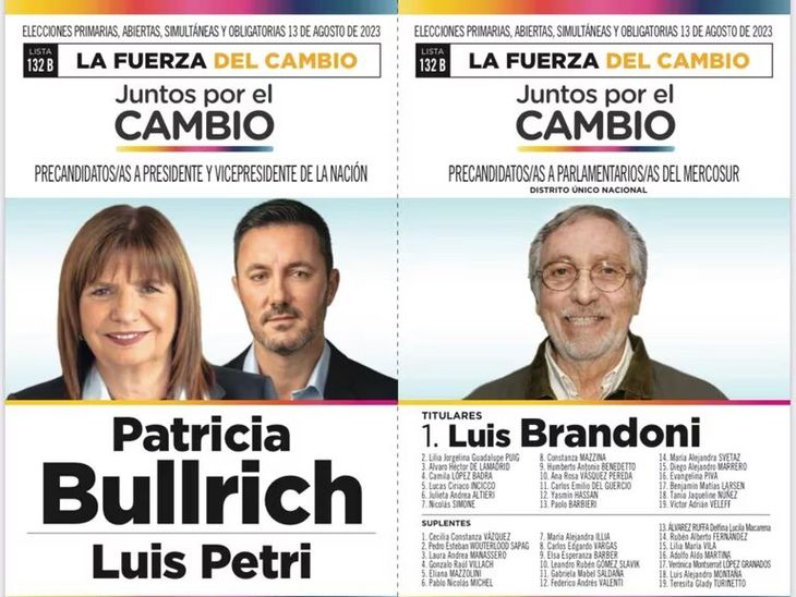 Boleta oficial de Patricia Bullrich. 