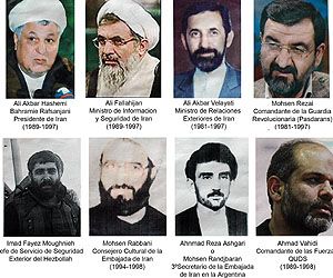 Funcionarios iraníes sobre quienes recae el pedido de captura emitido por la Justicia argentina.