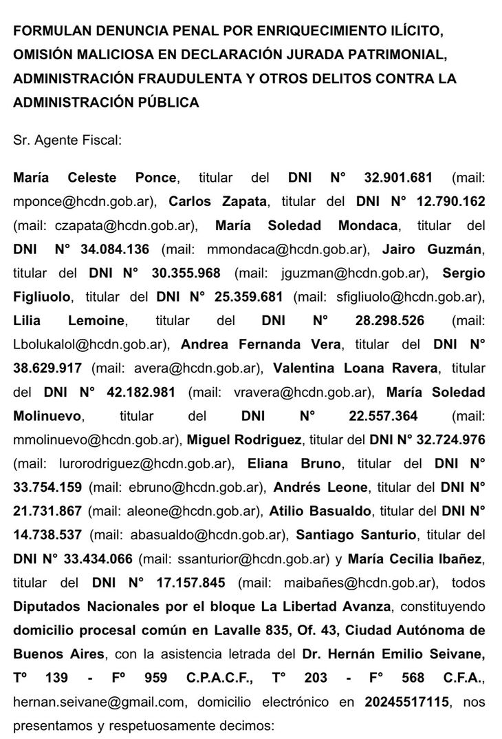 La denuncia contra Marcela Pagano La denuncia contra Marcela Pagano