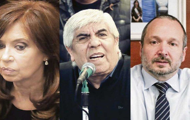Cristina de Kirchner, Hugo Moyano y Martín Sabatella.