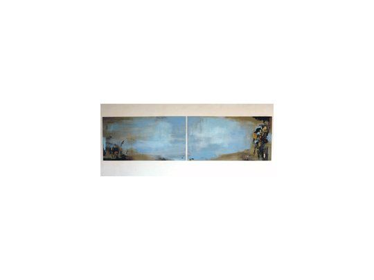 Si hasta ayer la obra de Rafael Bueno se tornaba reconocible por los pesados y sólidos empastes del óleo, en la actualidad el protagonismo de sus pinturas reside en los grandes espacios vacíos que atraen las miradas con las cualidades del color y las pinceladas.