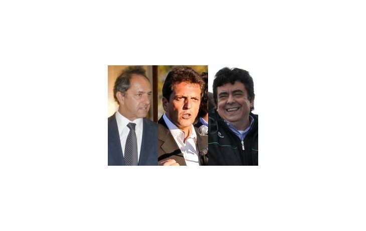 Daniel Scioli, Sergio Massa y Fernando Espinoza.