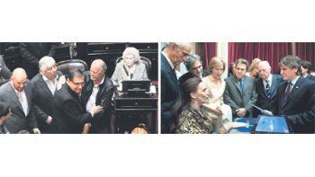 Gabriela Michetti fue la primera senadora nacional electa en jurar su banca por Capital Federal, junto al peronista Diego Santilli (PRO). El neuquino y petrolero Guillermo Pereyra también prestó juramento y llegó acompañado por Hugo Moyano.