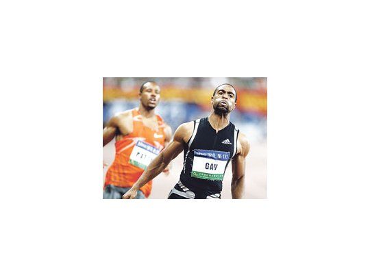 El último esfuerzo de Tyson Gay en la carrera de los 100 metros de Shanghai.
