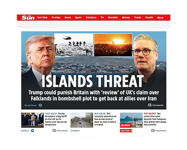 La tapa de The Sun ante la amenaza de Trump.