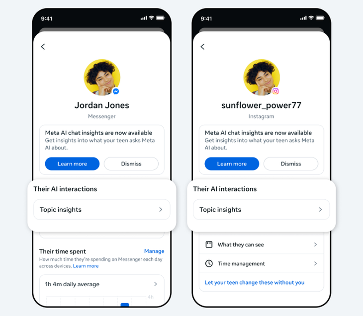 Así se verá la nueva funcionalidad de Meta para los padres. Así se verá la nueva funcionalidad de Meta para los padres.