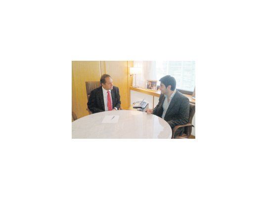 Daniel Scioli con Facundo Moyano ayer durante una reunión a solas. Hubo un almuerzo ampliado que sembró sospechas.