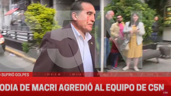Agresión a los trabajadores de C5N por la custodia de Mauricio Macri. 