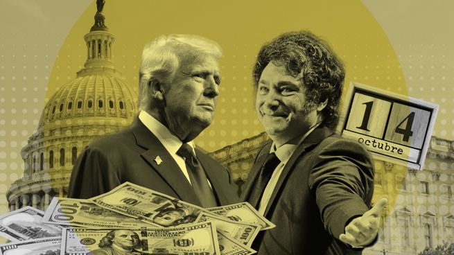 Trump y Milei. En las mesas entienden que el oficialismo, casi sin balas, ni reservas, jugó su última ficha al pleno del 14-O.