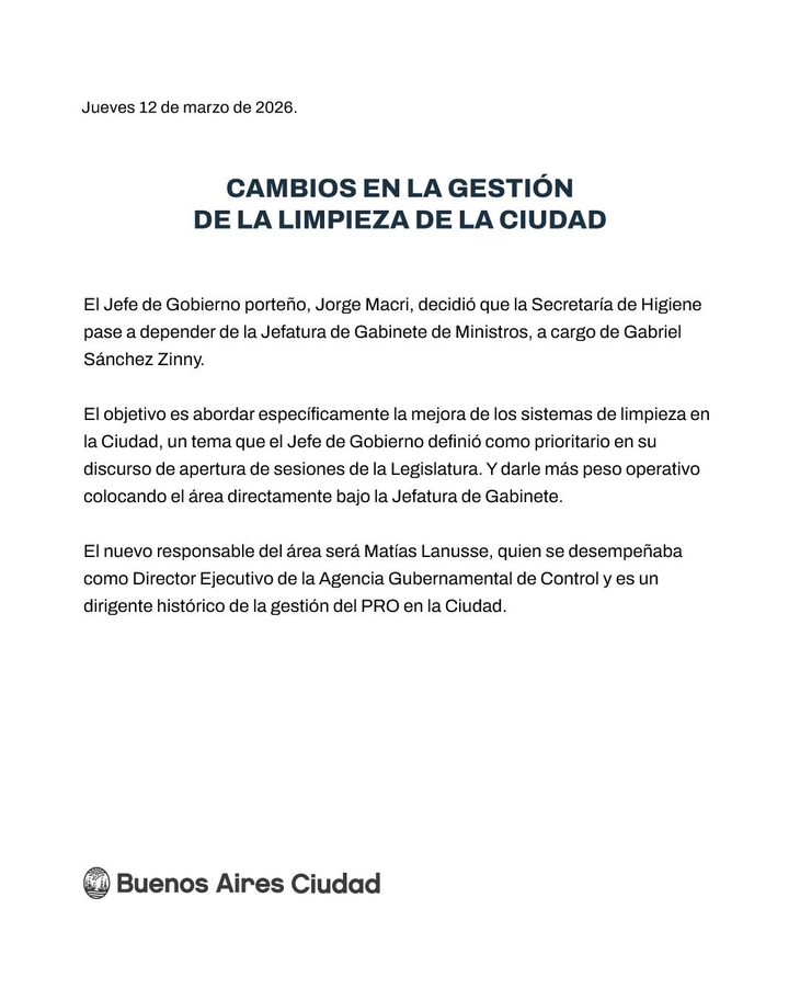 Mat&iacute;as Lanusse ser&aacute; el nuevo responsable del &aacute;rea de Higiene.