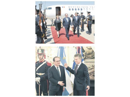 François Hollande llegó ayer a la Argentina a las 15.30. Fue recibido por Susana Malcorra y Emilio Monzó. De allí partió a encontrarse con Horacio Rodríguez Larreta y poco después con Mauricio Macri en la Rosada