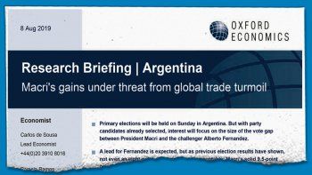 Yuan dependiente. Sobre el cierre de los actos de campaña llegó el último informe de Oxford Economics sobre Argentina con riesgos externos.