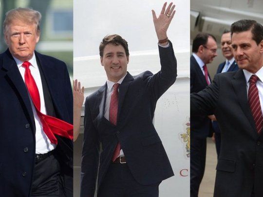 Donald Trump, Justin Trudeau y Enrique Peña Nieto.