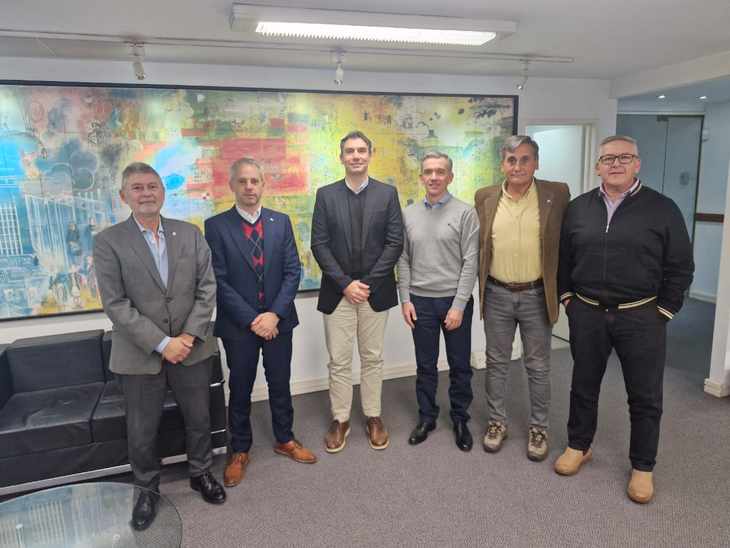 (De izquierda a derecha): Claudio Bulacio (ADEERA), Esteban Klymenko (Edesur), Gabriel Scorolli (Edenor), Eduardo Bonavita (DESA), Enrique Carvajal (Edemsa) y Leonardo Cabezas (Edelap). (De izquierda a derecha): Claudio Bulacio (ADEERA), Esteban Klymenko (Edesur), Gabriel Scorolli (Edenor), Eduardo Bonavita (DESA), Enrique Carvajal (Edemsa) y Leonardo Cabezas (Edelap).